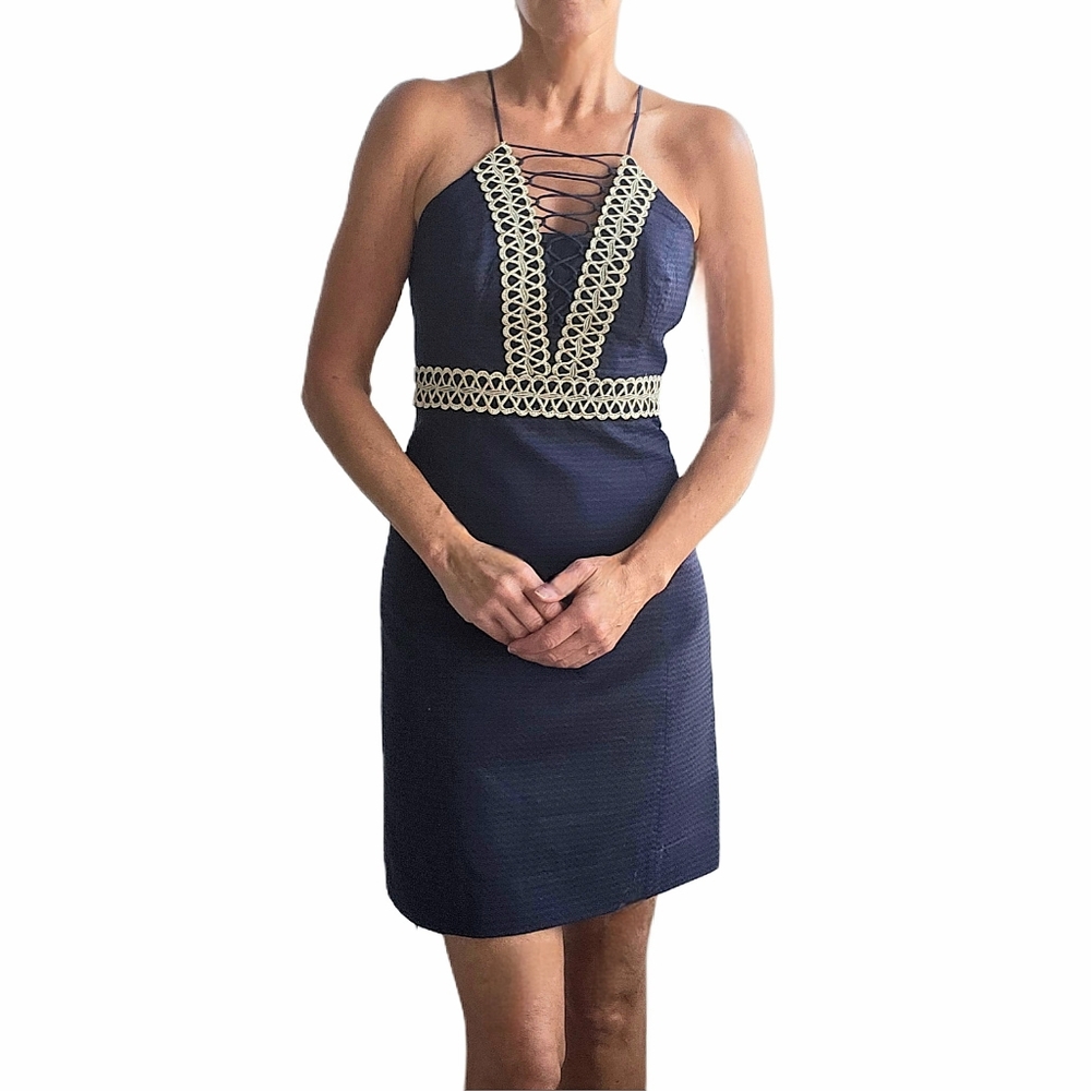 LILLY PULITZER Trista Shift Dress in True Navy - Picture 3 of 13